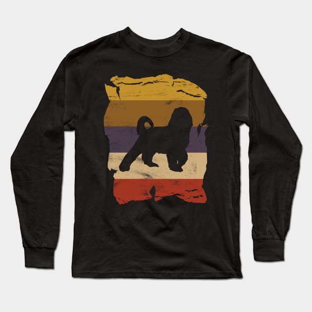 Bernedoodle Distressed Vintage Retro Silhouette Long Sleeve T-Shirt by DoggyStyles